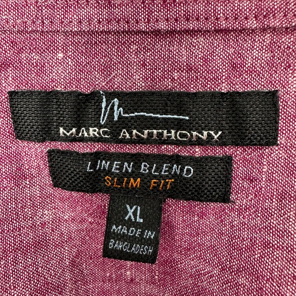 Marc Anthony Heather Pink Linen Blend Button Down Shirt Size XL - Picture 6 of 10